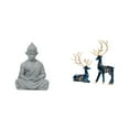 thumbnail image 1 of Conjunto de esculturas de armonía de mono, Buda y reno, figuras en miniatura únicas para patio, sala de estar, decoración de oficina, 1 of 8