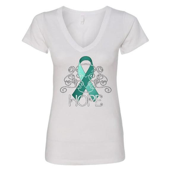 Inktastic Hope-ovarian Cancer Awareness Women's V-Neck T-Shirt