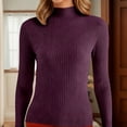 thumbnail image 4 of Fiaer Fall Sweaters for Women 2025 Crew Neck Long Sleeve Plus Size Trendy Casual Solid Color Lightweight Ribbed Knit Tops Purple XXL, 4 of 7