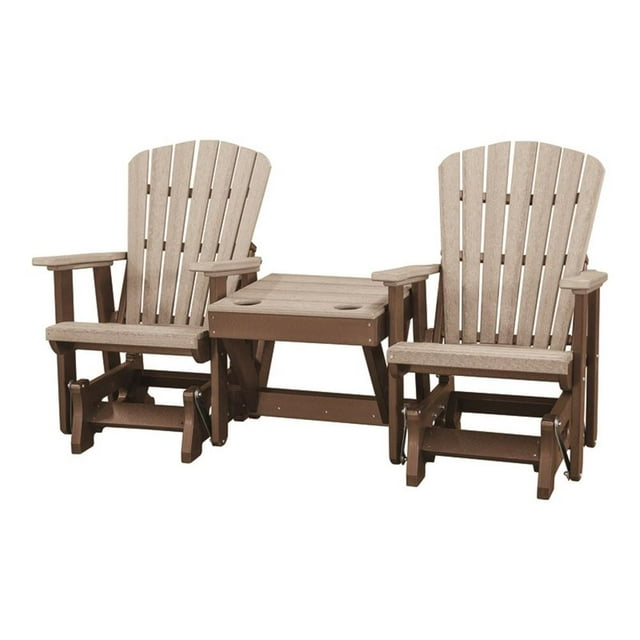 Pemberly Row Balançoire Double Côtière en Résine avec Table Centrale, Brun