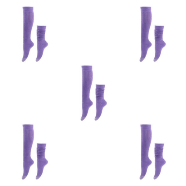 Transemion 2x Premium Wear-resistant Slouch Socks For Anywhere Anytime Polyester Warmth Stably Fixed No Loose Thread Extra Light Purple 5Set
