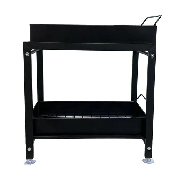 Organizador de estantes debajo del fregadero, organizadores de baño debajo del fregadero, soporte de bandeja, deslizante Negro 28x36x39cm