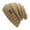 Camel, variant on Unisex Adult Slouchy Knit Beanie Hat Outdoor Windproof Warm Ribbed Skull Cap with Leather Patch Detail Everyday Casual Apparel Winter Fashion Headwear