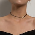 thumbnail image 2 of Collar de cuentas de cristal Simple negro de la suerte, flor con hebilla OT para mujer, 2 of 5