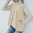 thumbnail image 2 of Fiaer Womnes Vest Full Zip up Oversized Tanks Sleeveless Solid Color Warm V Neck Loose Fit Tops with Pockets Beige XL, 2 of 7