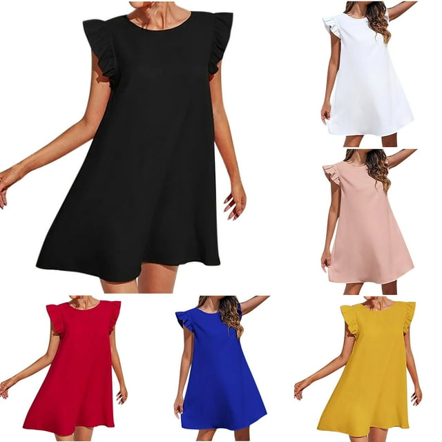 JDQJBZ Ladies Nightgowns Floral Sleeve Round Neck Midi Maternity Dress Homewear