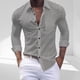 thumbnail image 1 of Blusa y camisa de manga larga con cuello vuelto para hombre, cárdigan de manga larga con solapa y botones, bolsillo, blusa de moda, camisa para hombre, parte superior de poliéster, 1 of 3