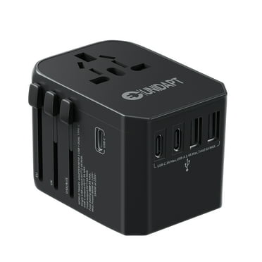 International Power Plug Adapter, Unidapt Universal Travel Adapter with 3 USB C and 2 USB A Ports, European Worldwide Wall Charger for EU UK AUS USA, Black (JY-305C3)