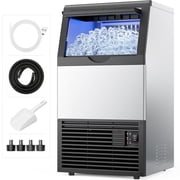 Snowyermine Residential/Commercial Ice Maker, 100 lbs/24H, 33 lb Storage Bin,Built-In or Freestanding Under Counter Ice Machine, Self-Cleaning for Restaurant, Bar, Cafe & Home, Silver