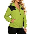 thumbnail image 2 of Women Color Block Hooded Windbreaker Full Zip Cropped Outdoor Jacket Elastic Cuff Pocketed Lightweight Fall Windproof Coat, 2 of 6