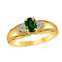 0.65 Carat Diamond And Oval Shape Gemstone Ring In 10K Solid Yellow Gold