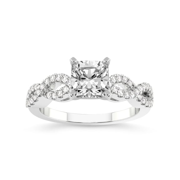 2 Carat IGI Certified Cushion Shape Lab Grown Diamond Engagement Ring | 14K White Gold | Lorene Twisted Shank Lab Diamond Ring | FG-VS1-VS2 Quality Friendly Diamonds
