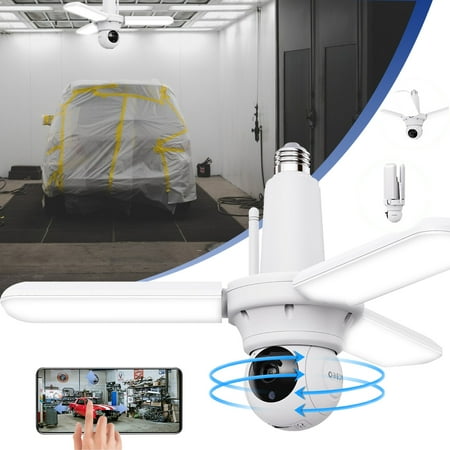 E26 Garage LED Light with Smart Security Camera, 30W 5000LM, Suitable for Garage, shed, Studio, Hallway, Laundry Room, etc. Timed Lighting, Motion-Activated Lighting, AI Monitoring
