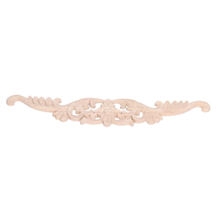 BIMZUC Unfinished Rubber Wood Carved Applique, 15.7 inches / 40 cm Floral Corner Frame Molding Trim for Cabinet, Bed, and Furniture Decoration