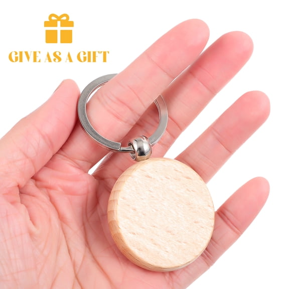 COMPUKAS 10-Pack Wooden Keychains Blanks for Engraving, Bulk Wood Key Chain Craft Supplies and Making