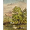 thumbnail image 2 of Narcisse-Virgile Diaz de La Peña 15x18 Gold Ornate Wood Frame and Double Matted Museum Art Print Titled - View of a Clearing, 2 of 4