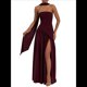 thumbnail image 1 of Vestido Tubo con Hombros Descubiertos y Diseño Lateral para Mujer, Ideal para Salir. Vestido Informal y Elegante. Vino Tinto M, 1 of 9