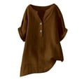 thumbnail image 2 of Blusa holgada con botones para mujer: manga corta, cuello en V, color liso, camisa informal para uso diario/trabajo, tallas S/XXXXXL., 2 of 2