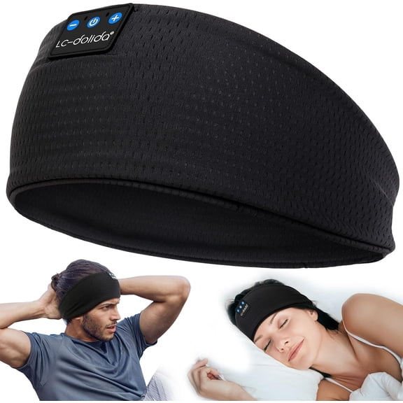LC-dolida Sleep Headphones Headband Bluetooth 5.4, Headband Earphones Wireless with USB C Charge Port, Sleep Mask for Sleeping, Sports, Gifts, Workout, Jogging, Yoga, Insomnia, Air Travel, Meditation