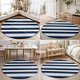 thumbnail image 4 of Large Round Rug 8Ft, Blue Navy Striped Non-Slip Washable Circle Rugs Carpet, Modern Ombre Abstract Lines Pattern Indoor Outdoor Rug Floor Mats Throw Runner for Bedroom Living Room Bathroom, 4 of 8