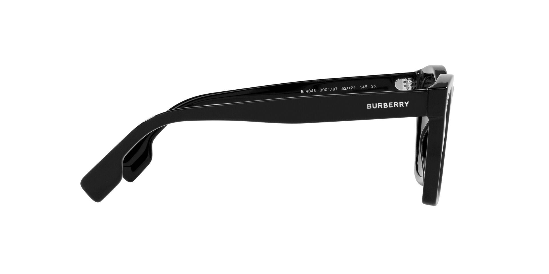 Burberry BE 4348 Plastic Unisex Square Sunglasses Black 52mm Adult