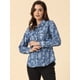 thumbnail image 3 of Blusa De Lunares Cuello Puntiagudo Bolsillos Del Pecho Botón abajo Para Mujer Floral Azul Medio M, 3 of 5