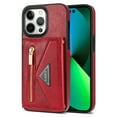 thumbnail image 4 of Nalacover for iPhone 14 Pro Zipper Wallet Case,Luxury Premium PU Leather Back Soft TPU Magnetic Buckle Flip Card Pocket Shockproof Slim Cover with Adjustable Crossbody Shoulder Strap,Red, 4 of 15