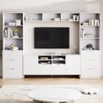 thumbnail image 2 of Living Room Entertainment Center Wall Unit TV Stand for TVs Up to 70'', 4-Piece Large Media Center with 8 Drawers and 2 Cabinets and Bookcase for Living Room, White, 2 of 9