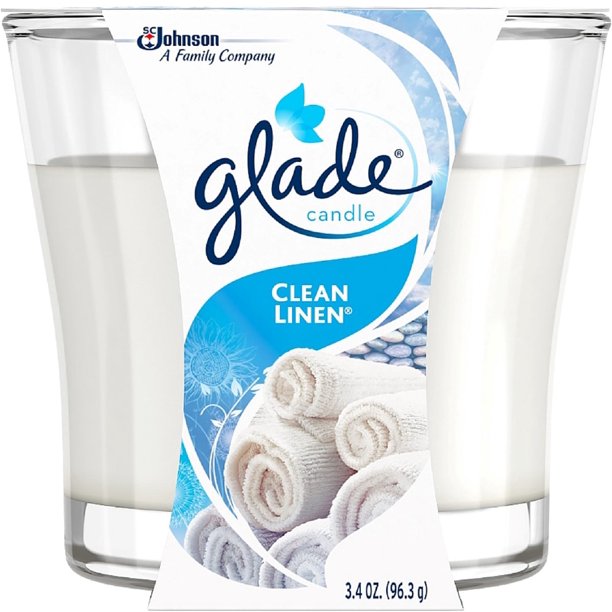 GLADE Jar Candle Air Freshener, Clean Linen 3.4 oz (Pack of 2