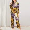 thumbnail image 2 of Honeii Daisy Sunflower Lazy Cat print Women's Pajama Sets Long Sleeve Button Down Sleepwear Nightwear Soft Pjs Lounge Sets-Large, 2 of 7