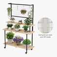 thumbnail image 3 of M optimized 3 Tier Plant Stand with Hanging Rod and Grid Panels, Heavy Duty Plant Shelf with Wheels, Indoor Outdoor Flowers Stand, Display Rack for Home Office Garden Patio, 3 of 8