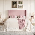 thumbnail image 3 of Amolife Full Size Platform Bed Frame with Velvet Upholstered Wingback Headboard, Pink, 3 of 13