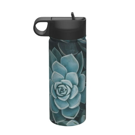 

Adobk Blue Color Cactus Print Water Bottle 18oz Sports Insulated Kettle for Cycling Gym Basketball Outdoor Suitable as a Present
