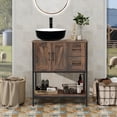 thumbnail image 2 of PULUOMIS Bathroom Vanity, 30" Rustic Brown Bathroom Vanity with Sink Combo Set, Farmhouse Modern Wood Bathroom Cabinet with Black Ceramic Sink, 2 of 6