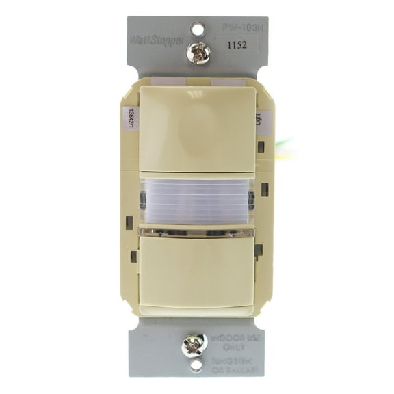 Watt Stopper PW-103N-I PIR 3-Way Wall Switch Occupancy Sensor, 120/277V, Ivory