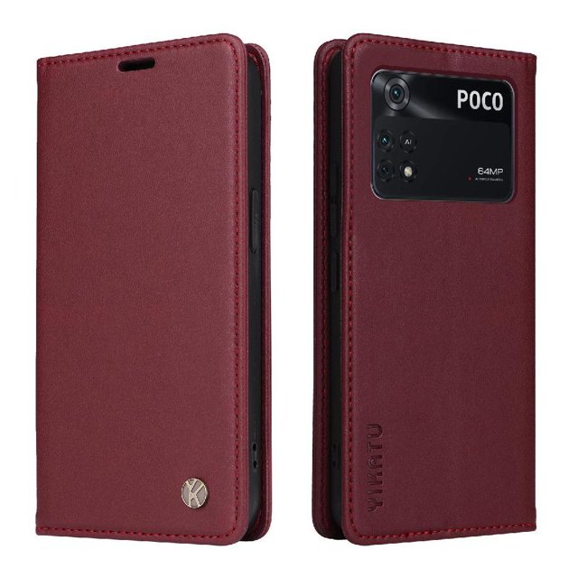 Funda para Xiaomi POCO M4 Pro 4G Estuche de Cuero PU Tipo Cartera con Ranuras para Tarjetas y Cierre Magnético