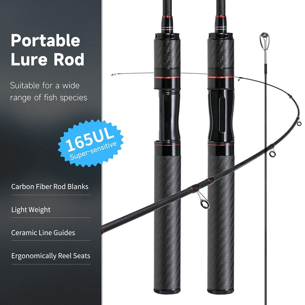 yaaqii 38-165cm fishing lure rod UL Carbon Fiber Telescopic Compact Saltwater Pole