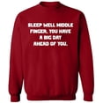 thumbnail image 2 of OXI Crewneck Sweatshirt - Sleep Well Middle Finger, Basic Casual Sweatshirts for Men's and Women Fleece Sweatshirt Long Sleeve - Antiquee Cherry Small, 2 of 2