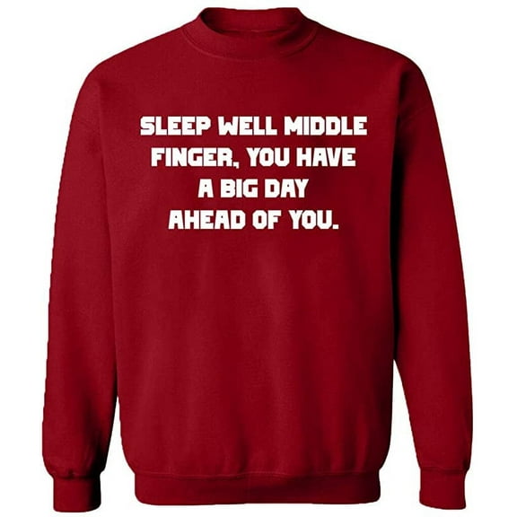 Unisex Crewneck Sweatshirt, Sleep Well Middle Finger, Slim Fit, Long Sleeve Sweater - Antiquee Cherry Small