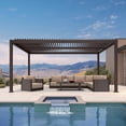 thumbnail image 4 of PURPLE LEAF 10' x 16' Louvered Aluminum Pergola Adjustable Louvre Shade Retractable Hardtop Roof Modern Outdoor Shelter Deck Backyard Garden Bronze, 4 of 10