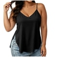 thumbnail image 1 of Timegard Camisole Tops for Women Plus Size V Neck Tanks Adjustable Spaghetti Strap Side Split Fitting Sleeveless Tunic Tops, 1 of 7