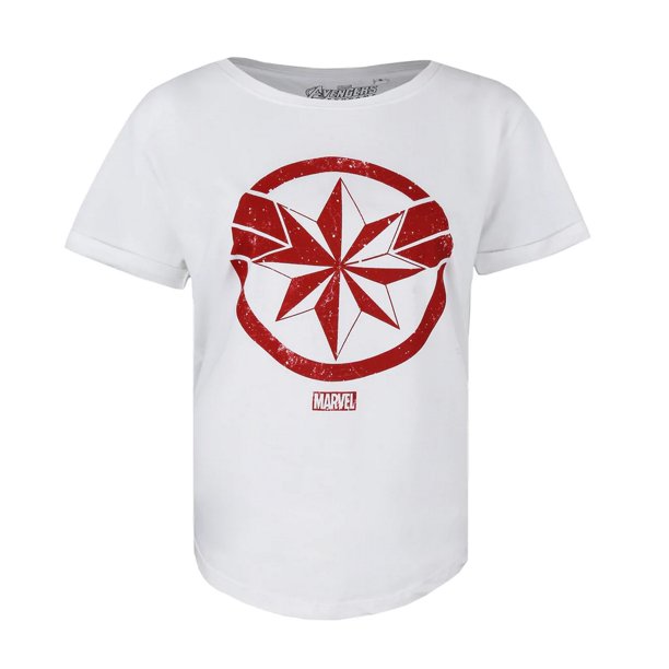 Captain Marvel - Camiseta Logotipo para Mujer (Blanco)