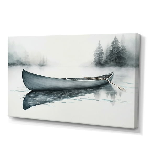 Designart Canoe On The Lake II Canvas Wall Art