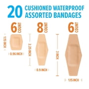 Nexcare Active Waterproof Cushioned Bandages, Assorted Sizes, 20 count