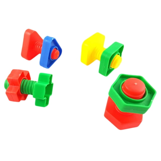 WORGEOUS 4 Uds. Juguete de plástico para masticar pájaros, jaula grande y mediana para loros, juguetes para morder con forma de tornillo, juguetes de entrenamiento IQ para pájaros y loros