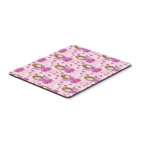 Watercolor Fairy Princess on Pink Mouse Pad - Pink - 9.5 x 0.25 x 8 in