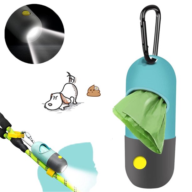 Neotimely Dog Poop Bag Dispenser with Builtin LED Flashlight, Pet