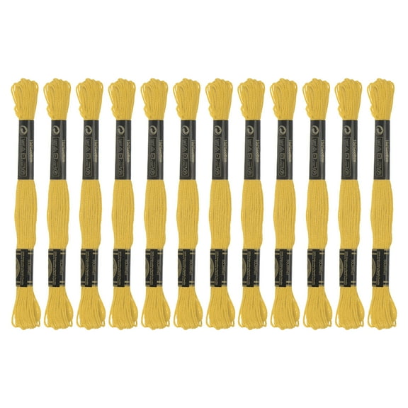 12 Skeins Embroidery Floss 8.75yds(8m) Egyptian Cotton Cross Stitch Thread, Lemon Yellow(6017)
