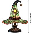 thumbnail image 4 of Witch Hat Lamp Resin Witch Cap Light Handmade Gothic Wizard Hat Lamp Green Stained Glass Look Night Light, 4 of 5