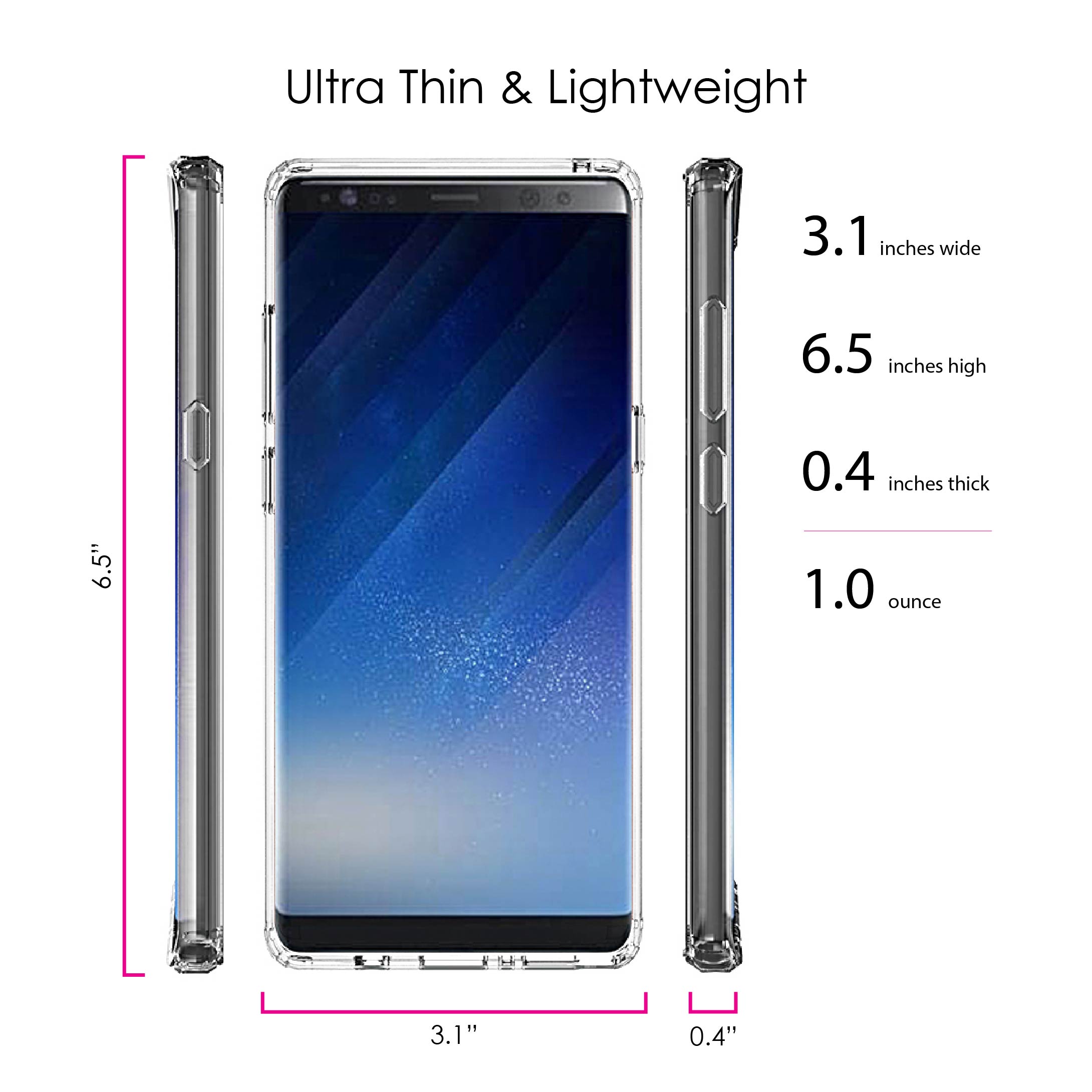 DistinctInk Clear Shockproof Hybrid Case for Samsung Galaxy Note 8 - TPU Bumper Acrylic Back Tempered Glass Screen Protector - Darling Don't Forget to Fall In Love with Yourself - image 5 of 5